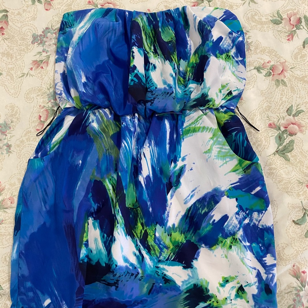 large print strapless dress